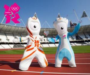 yapboz Olimpiyat Oyunları ve 2012 Londra Paralimpik Oyunları maskotları Wenlock Mandeville ise